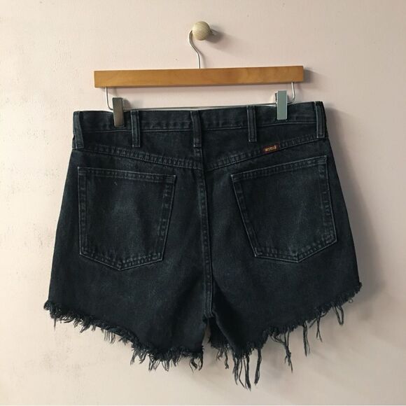Vintage Rustler Washed Black Denim Cutoff Shorts Size L/34" Waist EUC - Picture 10 of 10